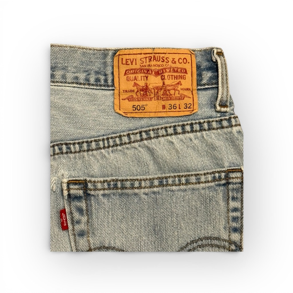 Vtg Y2K Levi’s 505 Regular Fit Straight Leg Light Wash Jeans Men’s Sz 36x32 - Picture 8 of 10